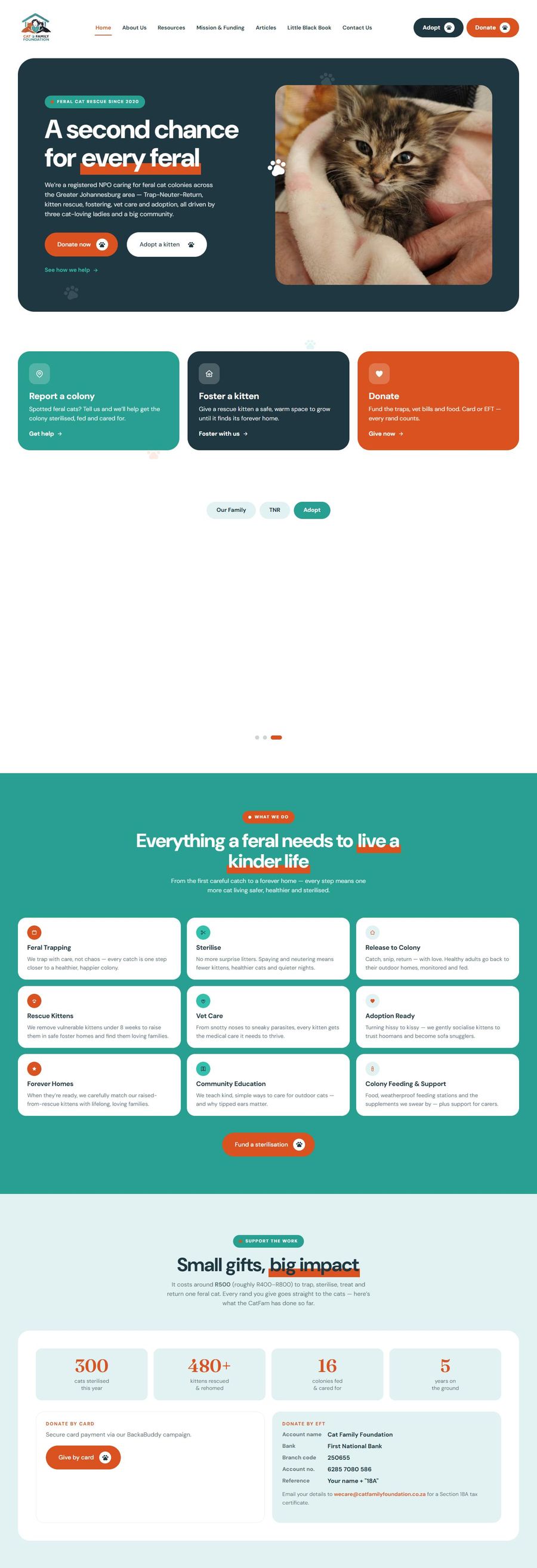 One page website design for a nonprofit