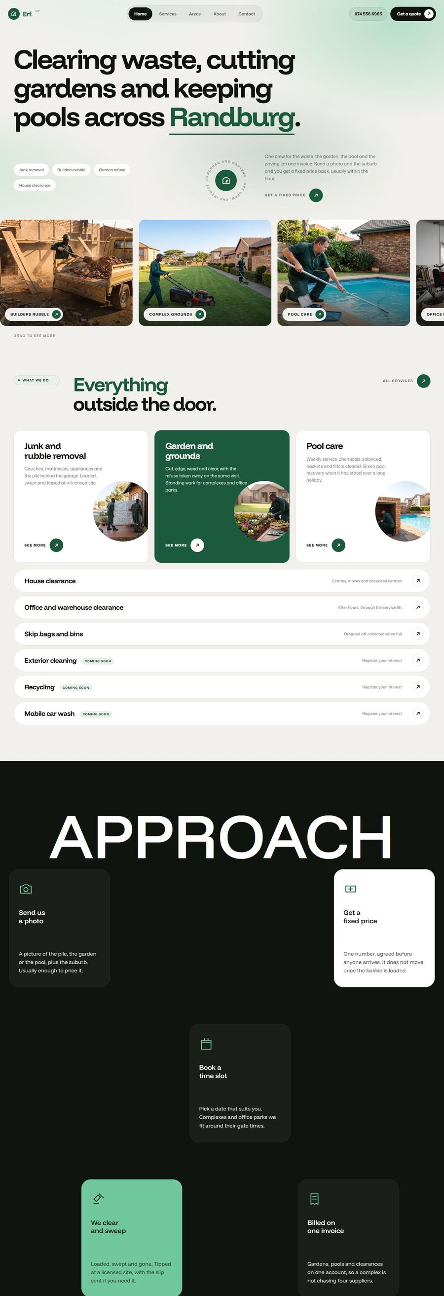 One page website design for a property services company