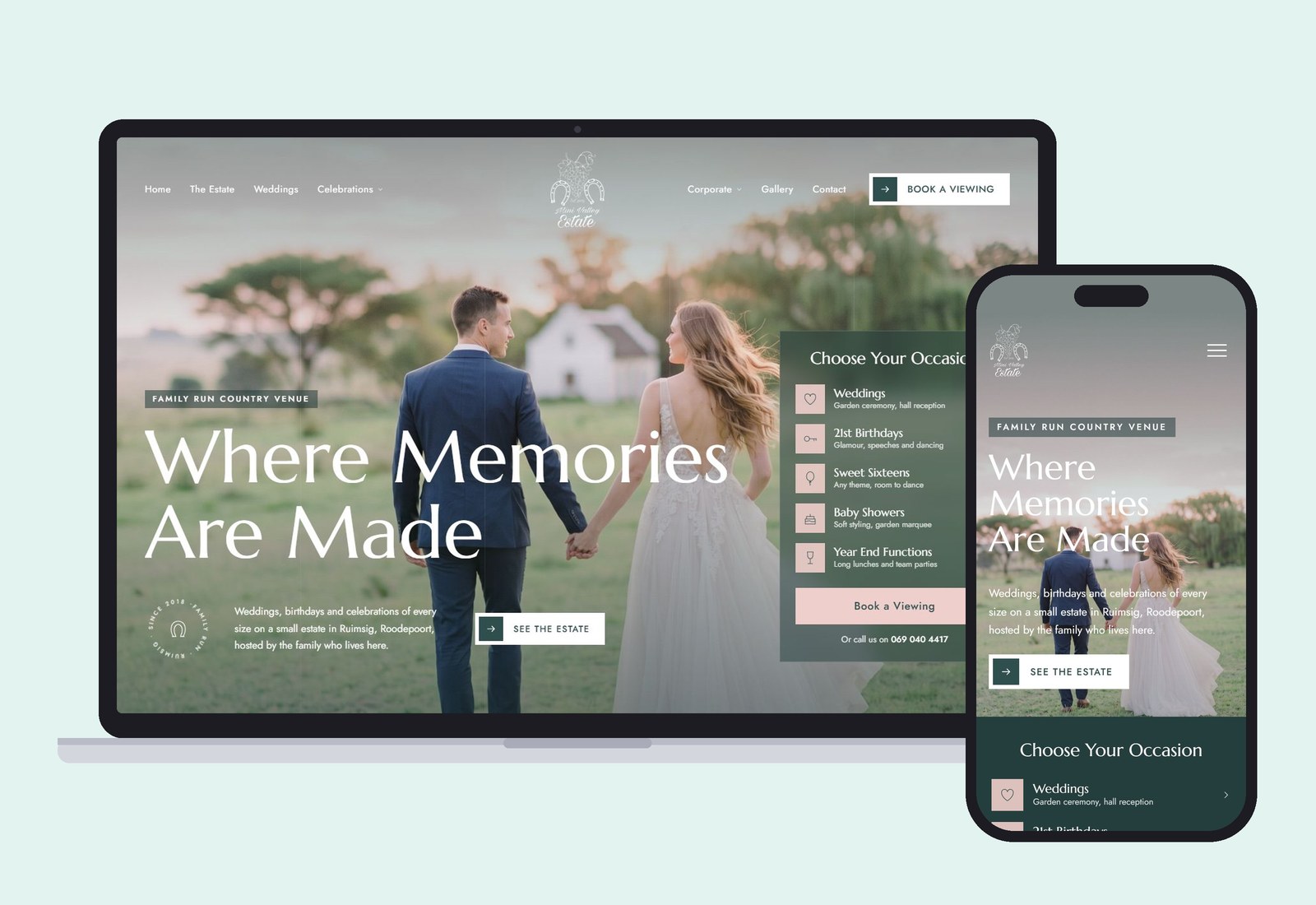 Mini Valley Estate website on desktop and mobile